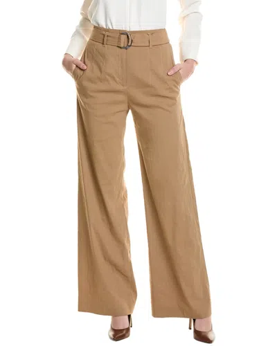 Hugo Boss Tasena Linen-blend Pant In Brown