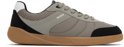 Hugo Boss Taupe & Black Football-inspired Trainers In 242-open Brown