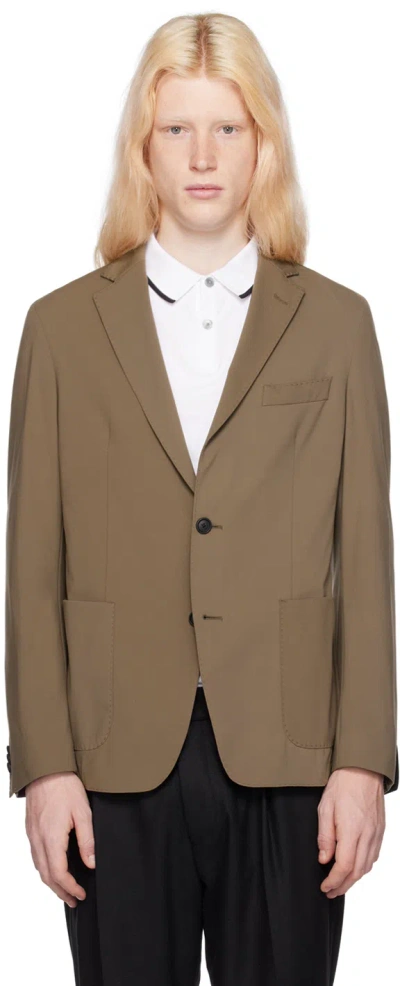 Hugo Boss Taupe Notched Lapel Blazer In Open Green 361