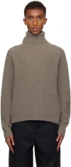 Hugo Boss Evento Wool Turtleneck Sweater In 252-dark Beige