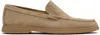 Hugo Boss Suede Loafers With Contrast Outsole In Neutral