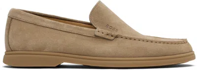 HUGO BOSS TAUPE SUEDE LOAFERS