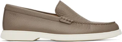 Hugo Boss Taupe Tumbled-leather Loafers In 260-medium Beige