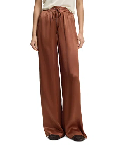 Hugo Boss Tavati Satin Drawstring Pants In Brown