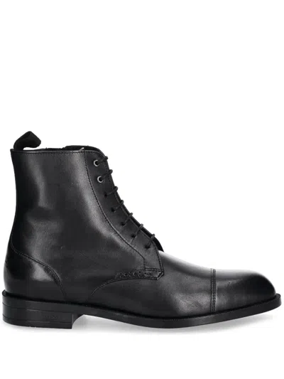 Hugo Boss Black Lace-up Boots In 001-black