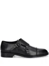 Hugo Boss Cap-toe Double Monk Shoes In Leather In Black