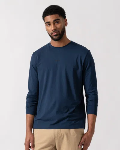 Hugo Boss Tchark Long Sleeve Stretch Cotton T-shirt In Blue