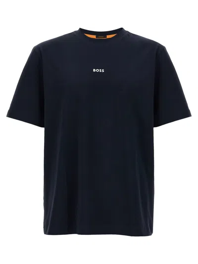 Hugo Boss Logo-print Crew-neck Cotton T-shirt In Black
