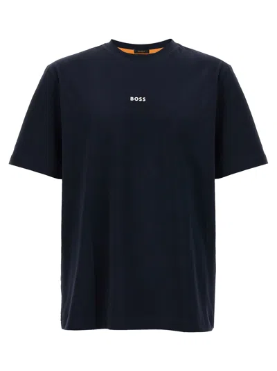 Hugo Boss Logo-print Crew-neck Cotton T-shirt In Black