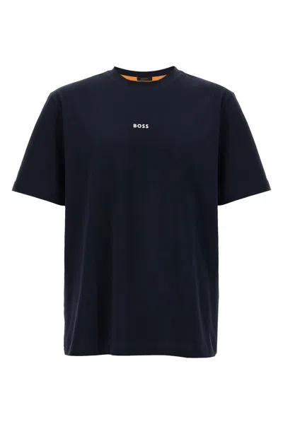 Hugo Boss Logo-print Crew-neck Cotton T-shirt In Black