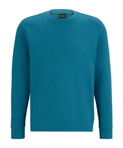Hugo Boss Teal Crewneck Sweatshirt In Blue