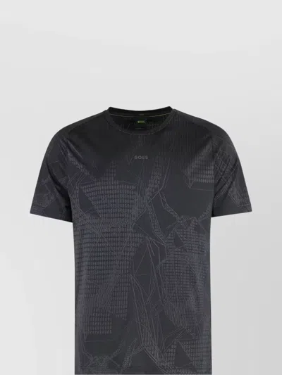 Hugo Boss Technical Fabric Crew Neck T-shirt In Black