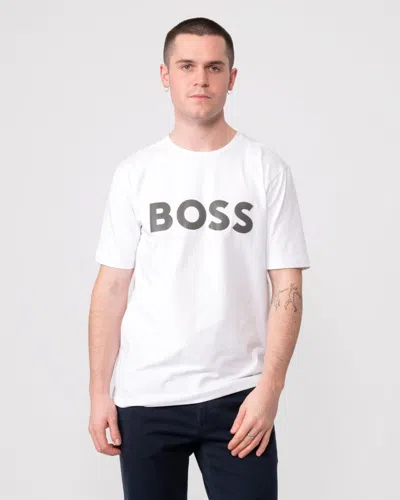 Hugo Boss Tee 8 Large Metallic Logo Mens T-shirt In Black