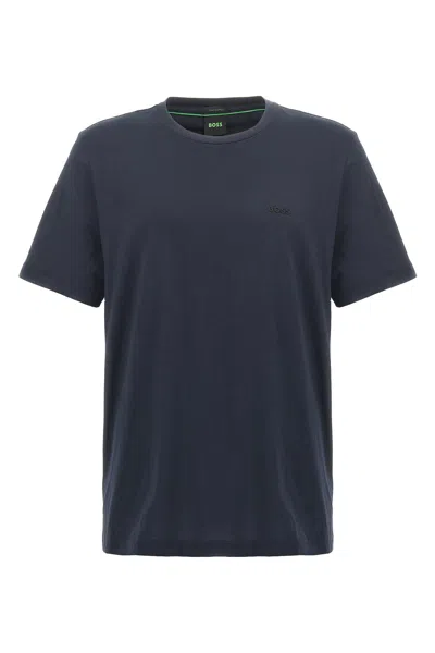 Hugo Boss Boss Men Cotton Jersey T-shirt With Logo In Blue