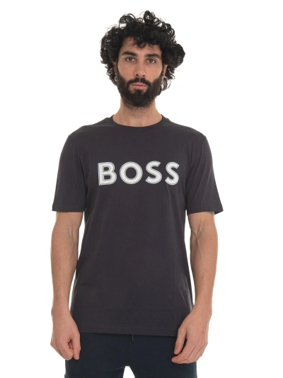 Hugo Boss Tee1 Short-sleeved Round-necked T-shirt In Blue