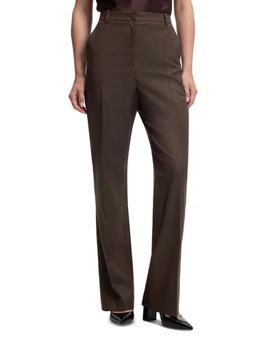 Hugo Boss Telasa Wool Straight Pants In Brown