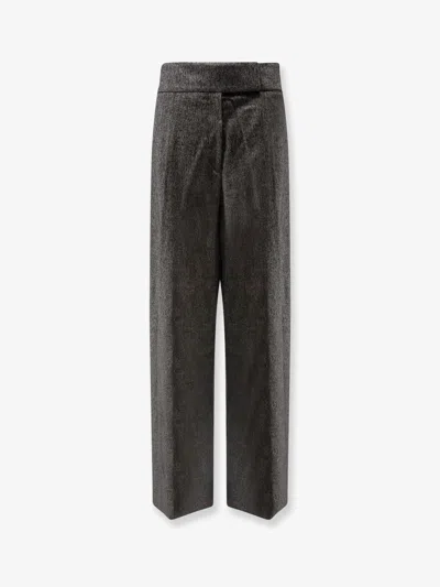 Hugo Boss Telda Viscose And Virgin Wool Trousers In Gray