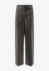 Hugo Boss Telda Viscose And Virgin Wool Trousers In Gray