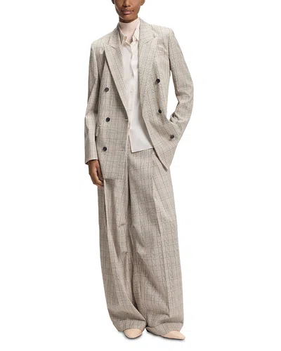 Hugo Boss Boss Telda Plaid Pleated High Waist Pants In Multi
