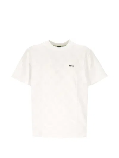 Hugo Boss Tennis-ball Jacquard T-shirt In White