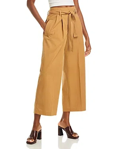 Hugo Boss Tenoy High Rise Cropped Wide Leg Pants In Iconic Caramel