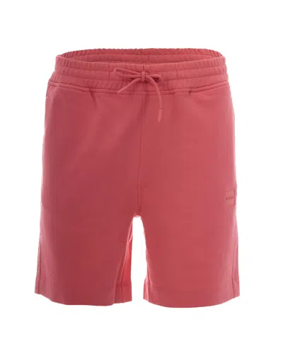 Hugo Boss Terry Cotton Bermuda Shorts In Red