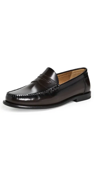 Hugo Boss Leather-moccasins With Penny Trim Loafers In Black