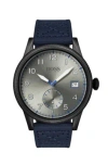 HUGO BOSS TEXTURED-BEZEL WATCH WITH ITALIAN-LEATHER STRAP MEN'S WATCHES