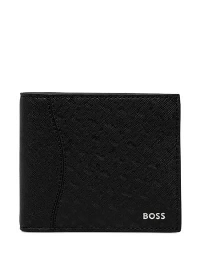 Hugo Boss Textured Bi-fold Wallet In Black