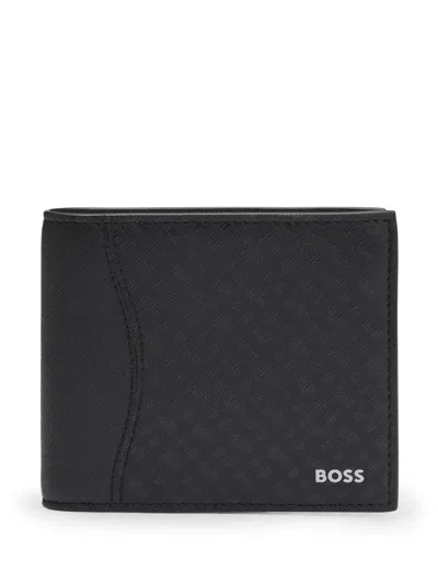Hugo Boss Textured Bifold Wallet In Black