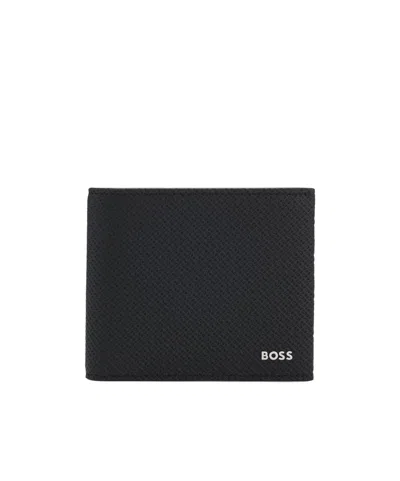 Hugo Boss Textured Bifold Wallet In Black