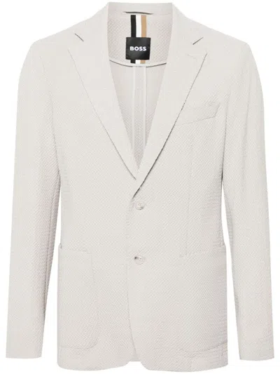 Hugo Boss Houndstooth Single-breasted Blazer In Neutrals