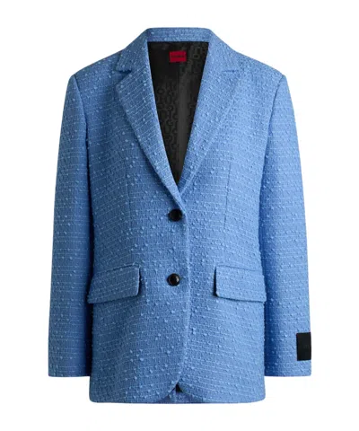 Hugo Boss Textured Bouclé Loose Jacket In Light Blue