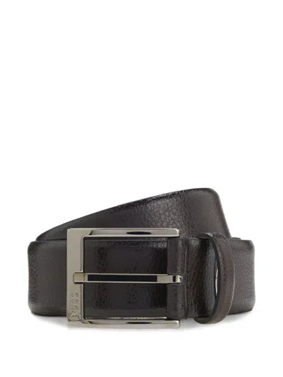 Hugo Boss Textured Buckle Belt In Black