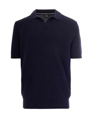 Hugo Boss Textured Cotton Polo In Purple