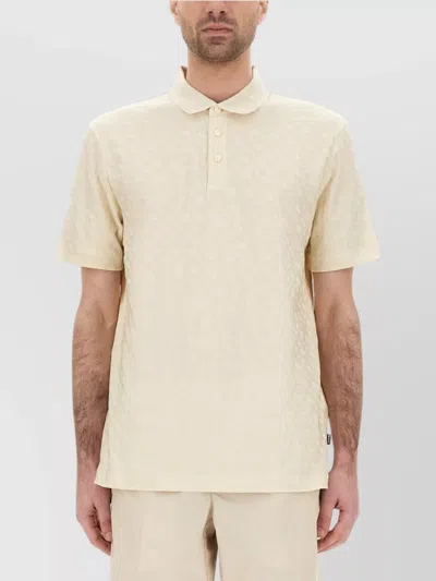 HUGO BOSS TEXTURED COTTON POLO SHORT SLEEVES
