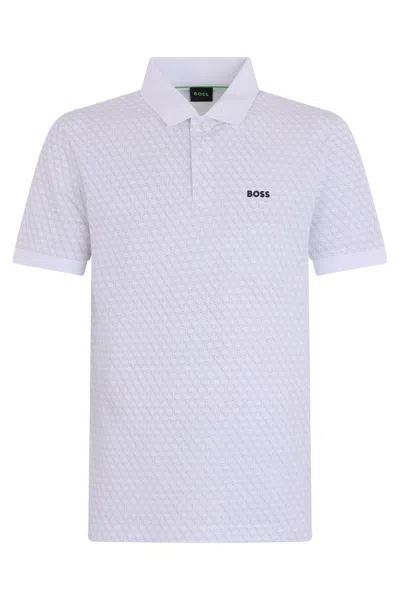 Hugo Boss Textured Cotton Polo In White