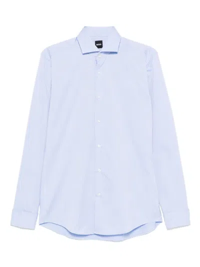 Hugo Boss Textured Cotton Shirt In Blue