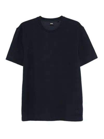 Hugo Boss Textured Cotton T-shirt In Black