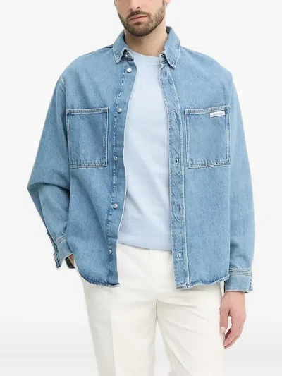 Hugo Boss Textured Crew-neck T-shirt In Blue