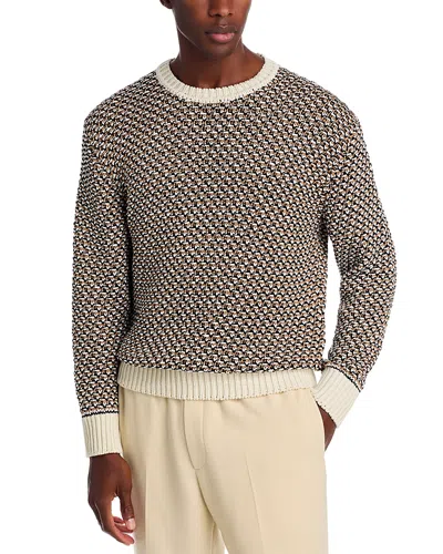 Hugo Boss Textured Crewneck Sweater In Brown