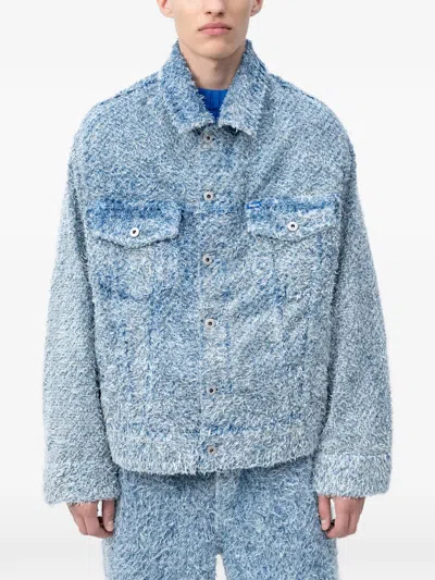 Hugo Boss Textured Denim Jacket In Blue