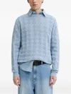 Hugo Boss Textured Diamond-pattern Sweater In Blue