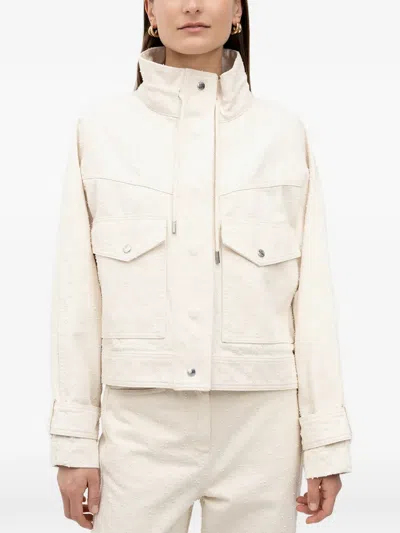 Hugo Boss Textured Drawstring Jacket In Neutral