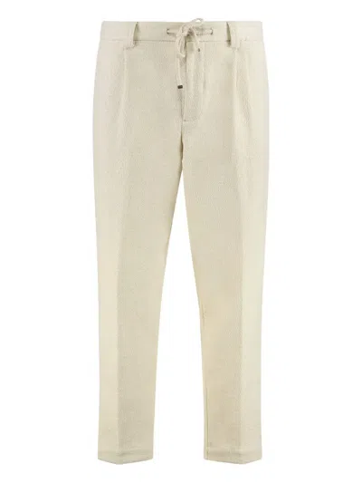 Hugo Boss Textured Drawstring Trousers In Neutrals