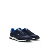 Hugo Boss Textured-fabric Lace-up Trainers With Suede Trims In Blue