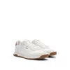 Hugo Boss Textured-fabric Lace-up Trainers With Suede Trims In White