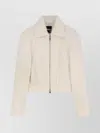 Hugo Boss Textured Fabric Long Sleeve Collared Jacket In Neutral