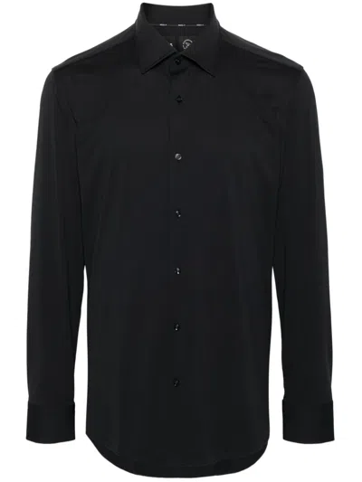 Hugo Boss Textured-finish Shirt In Black