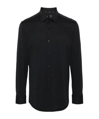 Hugo Boss Textured-finish Shirt In Black